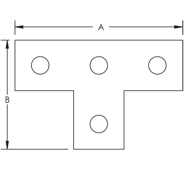 Caddy Four Hole Flat Tee Plate Steel Electrogalvanized 5 3/8 Inch X 3-1/2 Inch (F250000EG)