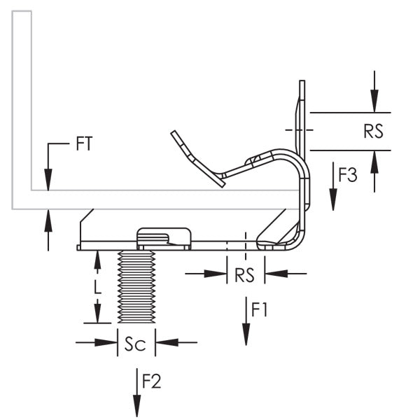 Caddy Hammer-On Flange Retainer Bottom Mount With Stud Spring Steel Caddy Armour 9/16 Inch-3/4 Inch Flange (M912S)