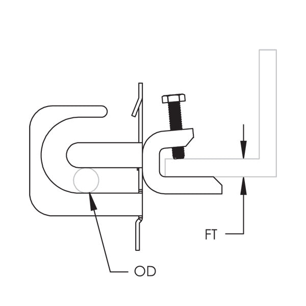 Caddy MC/AC Cable Support Bracket With Beam Clamp 10-3 To 8-3 MC/AC 7 Capacity 1/8 Inch-5/8 Inch Flange (MCS101BC200)