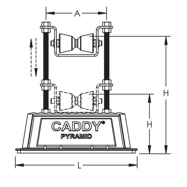 Caddy Pyramid RL Adjustable Roller Support 6 Inch Maximum Pipe 6 1/2 Inch-16 Inch (PRA6H16)