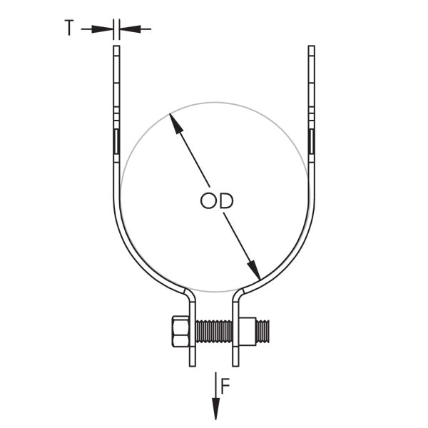 Caddy Rigid Single Piece Strut Clamp For Pipe/Rigid Conduit S304 1-1/2 Inch Pipe 1.9 Inch Outside Diameter (RIGD0150S4)