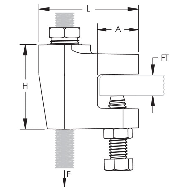 Caddy Rod Lock Beam Clamp Thick Flange 1/2 Inch Rod 3/8 Inch-3/4 Inch Flange (CRLB50EG)