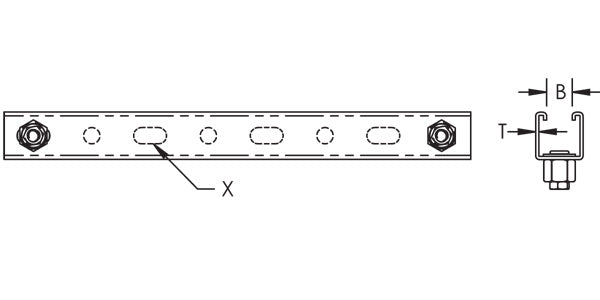 Caddy Rod Lock Strut Perforated C Strut 3/8 Inch Rod 16 Inch (CRLP137L14)