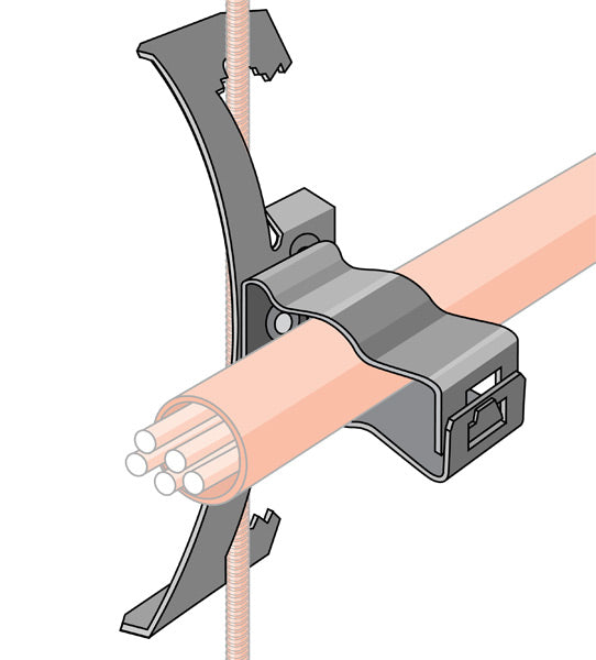 Caddy Snap Close Conduit To Rod/Wire Retainer Spring Steel 1/2 Inch 3/4 Inch EMT 1/4 Inch Rod #12 Wire (4Z34812M)