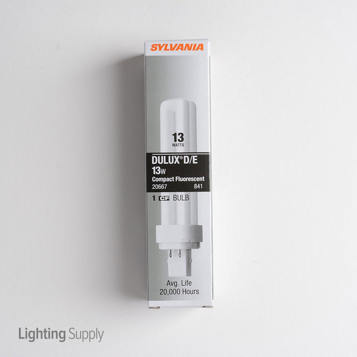 Sylvania CF13DD/E/841/ECO 13W T4 Quad Tube Compact Fluorescent 4100K 82 CRI 4-Pin G24Q-1 Plug-In Base Bulb (20667)