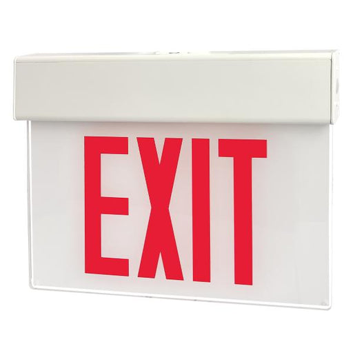 Exitronix City Of Chicago Edgelit Exit Surface Mount Single-Face Exit Panel LiFePO4 Battery Red Legend White Finish (CH900X-S-WB-WH)