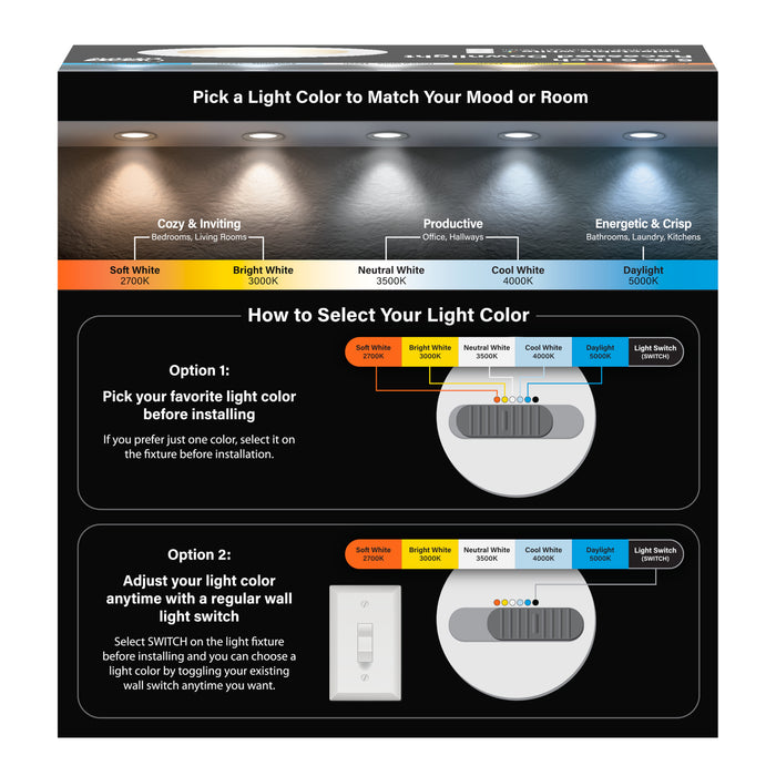 Feit Electric 5-6 Inch [120W Equivalent] CCT Selectable 2700K/3000K/3500K/4000K/5000K High Output LED Recessed Downlight (LEDR56HO/6WYCA)