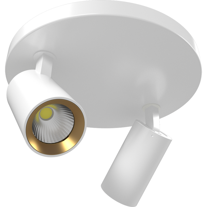 RAB COLUMN Track Light Two 6W Heads CCT Selectable 3000K/4000K/5000K Round Surface Mount 36 Degree Beam Angle White 120V (COL12SM2)