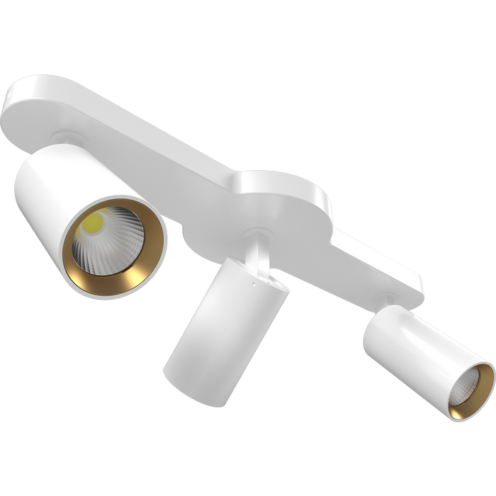 RAB COLUMN Track Light Three 6W Heads CCT Selectable 3000K/4000K/5000K Linear Ceiling Mount 36 Degree Beam Angle White 120V (COL18LM3)