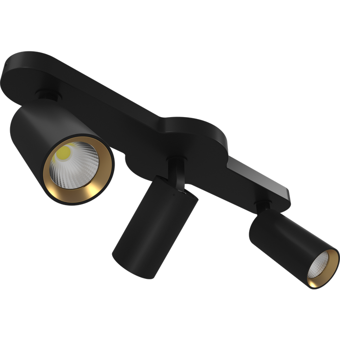 RAB COLUMN Track Light Three 6W Heads CCT Selectable 3000K/4000K/5000K Linear Ceiling Mount 36 Degree Beam Angle Black 120V (COL18LM3B)