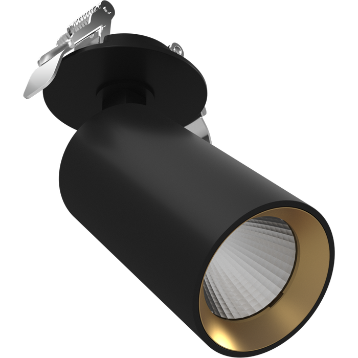 RAB COLUMN Track Light 6W Single Head CCT Selectable 3000K/4000K/5000K Recessed Mount 36 Degree Beam Angle Black 120V (COL6RMB)