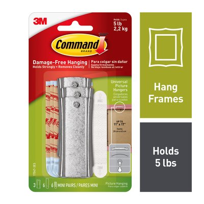 3M - 37004 Command Universal Picture Hangers 3 Hangers 6 Strips 6 Stabilizer Pairs 17047-3Es (7010376964)