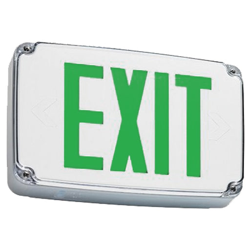 Best Lighting Products Compact Wet Location Polycarbonate Exit Sign Double Face Green Letters White Housing Battery Backup (WLEZXTEU2GWEM-CW-SDT)