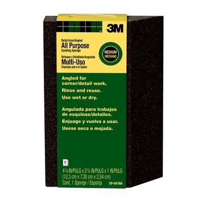 3M - 07054 Angled Sanding Sponge Cp-041-Esf 2-7/8 Inch X 4 7/8 Inch X 1 Inch 7.30 Cm X 12.3 Cm X 2.54 Cm Medium (7100101551)