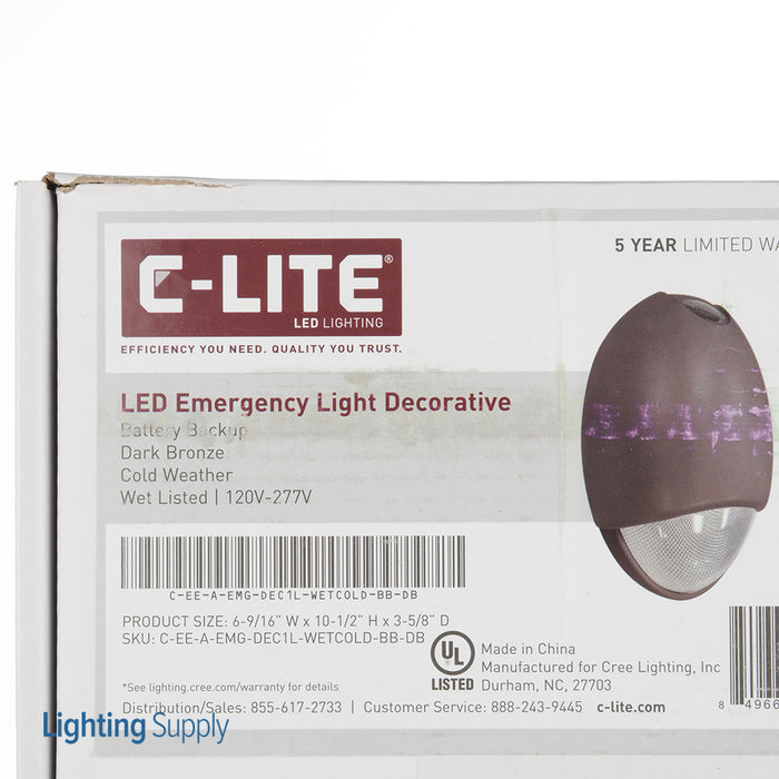 Cree C-Lite Decorative Emergency Light Cold Location Battery Backup Dark Bronze (C-EE-A-EMG-DEC1L-WETCOLD-BB-DB)