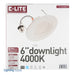 Cree C-Lite DL6 6 Inch LED Downlight 65W 650Lm 4000K 90 CRI E26 Base US California Compliant (C-DL6-A-650L-40K-B1)
