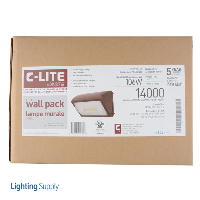 Cree C-Lite LED Traditional Non-Cutoff Wall Pack 14000Lm 4000K 120-277V Bronze (C-WP-B-TR-14L-40K-UL-BZ)
