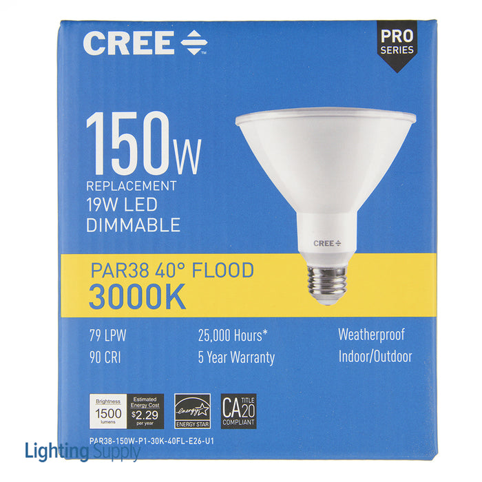 Cree C-Lite PAR38 Pro Generation 1 150W 1500Lm 3000K 40 Degree 90 CRI E26 Base (PAR38-150W-P1-30K-40FL-E26-U1)