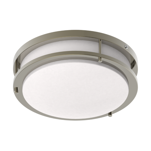 RAB Decorative FMFA 12 Inch Round Brushed Nickel 16W 5 CCT 1200Lm 90 CRI Universal Voltage Triac Dimming Emergency Battery Backup (CRVFAD-12R-16-9CCT-UNVT-BN/EM)