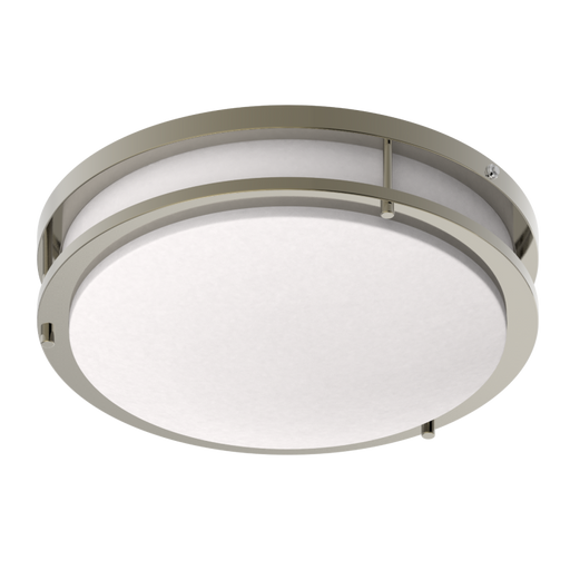 RAB Decorative FMFA 14 Inch Round Brushed Nickel 20W 5 CCT 1400Lm 90 CRI Universal Voltage Triac Dimming Emergency Battery Backup (CRVFAD-14R-20-9CCT-UNVT-BN/EM)