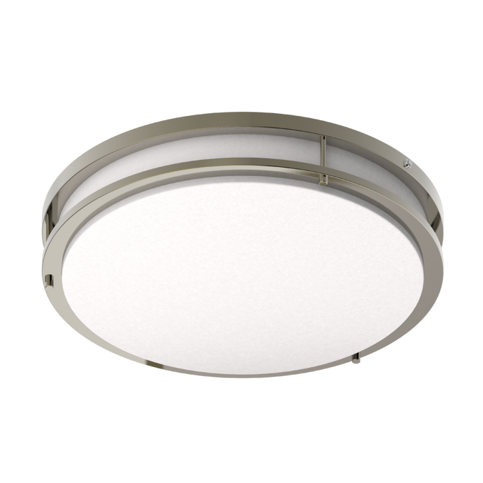RAB Decorative FMFA 18 Inch Round Brushed Nickel 32W 5 CCT 2240Lm 90 CRI Universal Voltage 0-10V Dimming Emergency Battery Backup (CRVFAD-18R-32-9CCT-UNV-BN/EM)