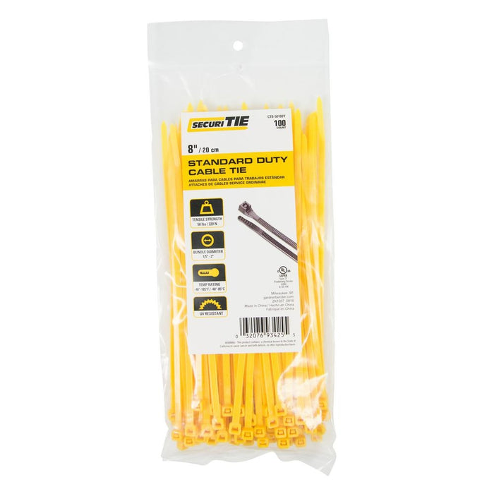 Gardner Bender Cable Tie 8 Inch 50 Pound Yellow 100 Per Bag (CT8-50100Y)