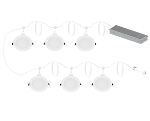 RAB 6 Inch Daisy Chain Wafer Kit 74W 90 CRI CCT Selectable 2700K/3000K/3500K/4000K/5000K Smooth Triac Dimming 120V Driver and 50 Foot Cord 6-Piece Kit (DAISYKIT6120V)
