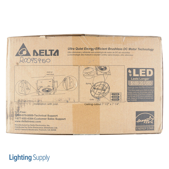 Delta Breez 80 CFM Fan/Dimmable Rounded Edge-Lit LED Light Adjustable Color Temperature (ITG80RLED-ADJ)