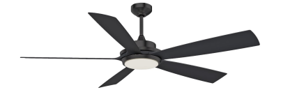 Delta Breez Pleasanton 60 Inch Ceiling Fan Black 5 Blade With Remote And 20W Dimmable LED Light (VCA605LED-HEBK)