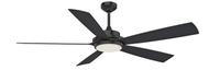 Delta Breez Pleasanton 72 Inch Ceiling Fan Black 5 Blade With Remote And 20W Dimmable LED Light (VCA725LED-HEBK)