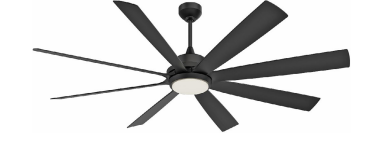 Delta Breez Riovista 72 Inch Ceiling Fan Black 8 Blade With Remote And 20W Dimmable LED Light (VCA728LED-HEBK)