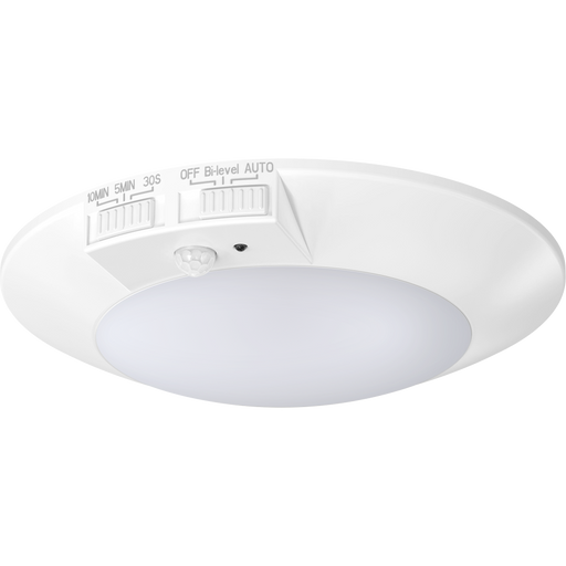 RAB 4 Inch Surface Mount LED Disk Round 8W 90 CRI CCT Selectable 2700K/3000K/3500K/4000K/5000K 120V PIR Sensor (DISK-4/PIR)