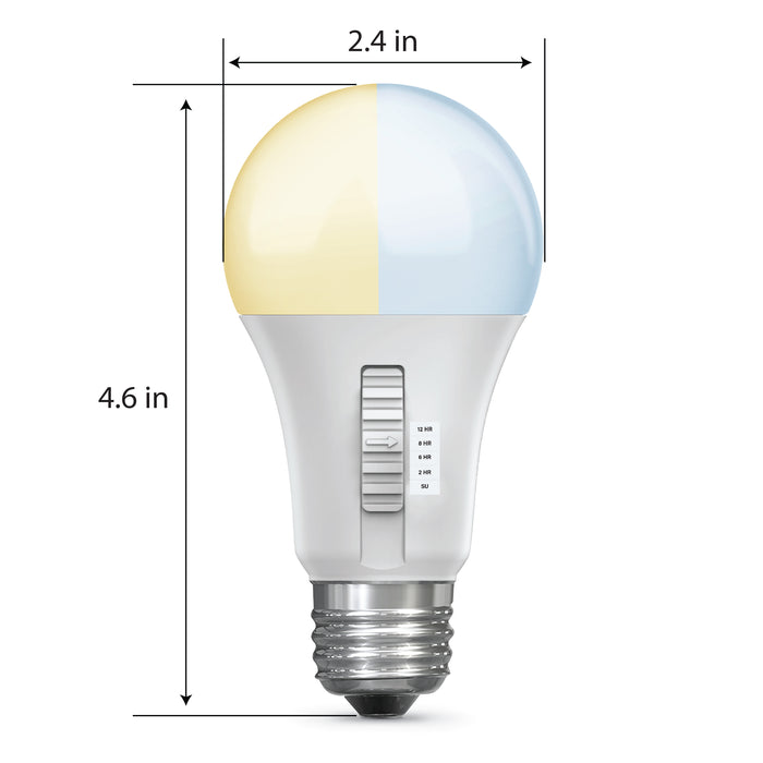 Feit Electric 8.8W [60W Equivalent] CCT Selectable 2700K-5000K A19 Timer LED Bulb (OM602CCTCA/TIMERLEDI)