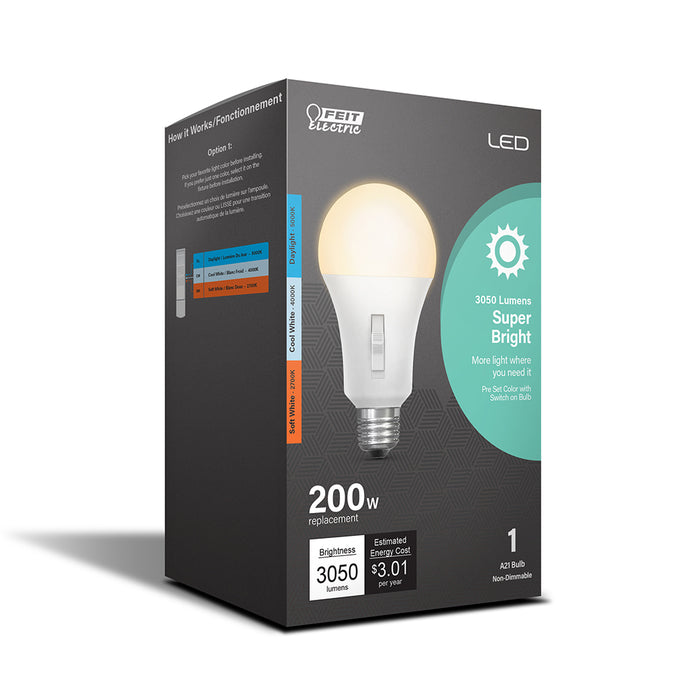 Feit Electric [200W Equivalent] A21 CCT Selectable 2700K/4000K/5000K LED Bulb (OM200/3CCT/LEDI)