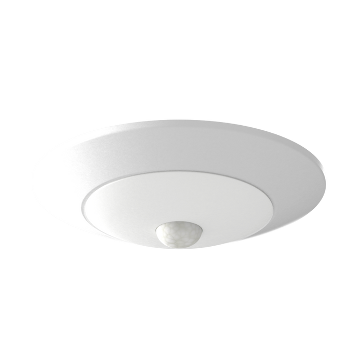 RAB Economy Disk PIR 4 Inch Round Metallic White 10W 600Lm 120V 3000K/4000K/5000K 90 CRI Triac Dimming (DSKFA-4R109CCT120WS/PIR)