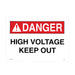 NSI Safety Sign-Danger High Voltage Keep Out-Self Stick (DSS-6)