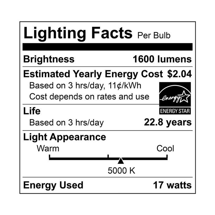 Euri Lighting A21 Omni-Directional LED Light Bulbs Dimmable 17W 120V 1600Lm 220 Degree Beam 5000K 90 CRI GU24 Base (EA21-17W5050CG)