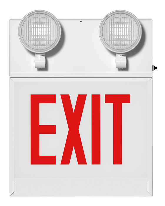 RAB Chicago Combination 1-Face 2-Head Emergency Red Letter White Panel Remote Capacity No Arrow (ECOMBO-1RCH)