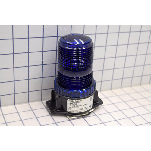 Edwards Signaling 117 Series Low Profile Strobe Shatter Resistant Polycarbonate Fresnel Lens Blue Lens 120VAC (117B-N5)