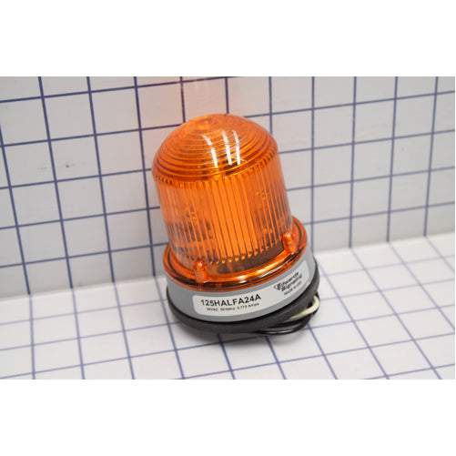 Edwards Signaling 125 Class Flashing Halogen Beacon In A NEMA Type 4X Enclosure Panel Or Conduit Mounting Protective Wire Guard Available Amber (125HALFA24A)