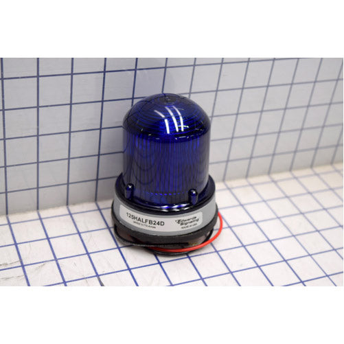 Edwards Signaling 125 Class Flashing Halogen Beacon In A NEMA Type 4X Enclosure Panel Or Conduit Mounting Protective Wire Guard Available Blue (125HALFB24D)