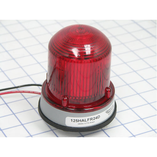 Edwards Signaling 125 Class Flashing Halogen Beacon In A NEMA Type 4X Enclosure Panel Or Conduit Mounting Protective Wire Guard Available Red (125HALFR24D)