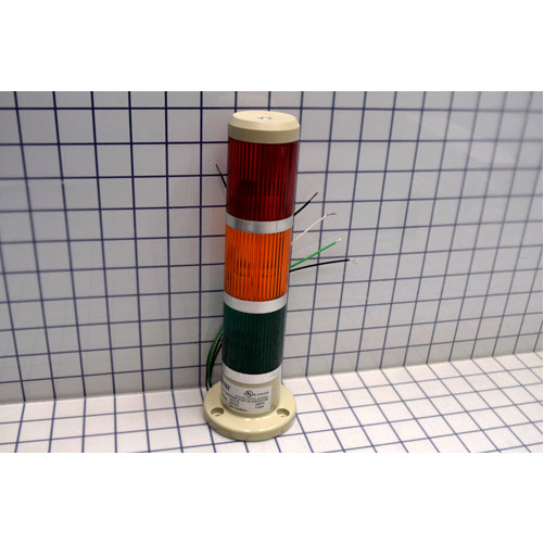 Edwards Signaling 3-High Steady-On Stacklight Designed For Multi-Status Indication Lens Colors Are From Top To Bottom Red Amber And Green 24V AC/DC Surface Mount (113SS-RGA-AQ)