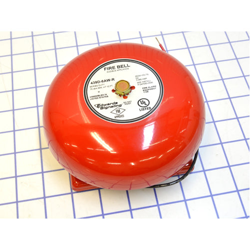Edwards Signaling Fire Alarm Bell 6 Inch 150Mm Vibrating Diode 24VDC Red (439D-6AW-R)