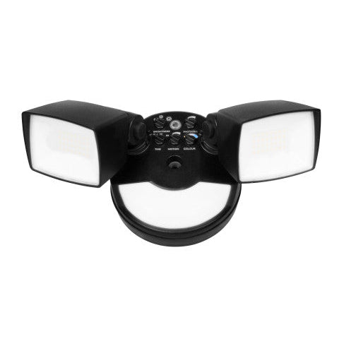 NICOR LED Outdoor Security Flood Light Wattage/CCT Selectable 16W/25W 3000K/4000K/5000K 120V 80 CRI PIR Sensor And Night Light Black (OLS125S120S8BKS)