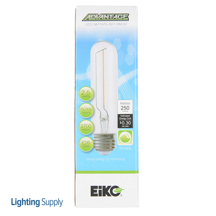 EIKO LED2.5WT10/FIL/827-DIM-G7 LED Advantage Filament T10 320 Degree 2.5W 250Lm Dimmable 80 CRI 2700K E26 120V (09869)