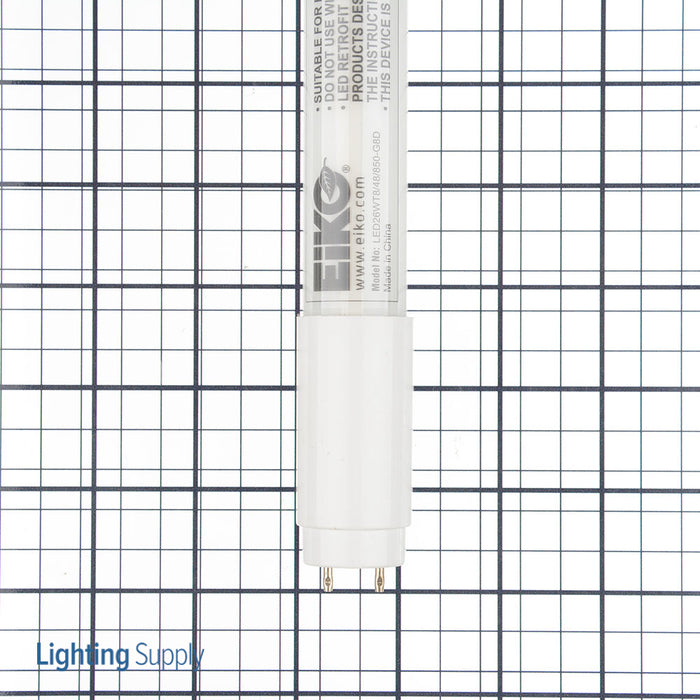 EIKO LED26WT8/48/850-G8D LED Glass Bypass/Line Voltage Single Ended DLCv4.3 T8 4 Foot 26W-3500Lm 5000K 80 CRI Bi-Pin (10468)