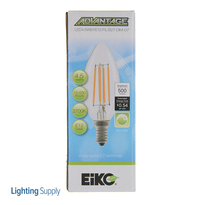 Eiko Led EIKO #09859 LED4.5WB11E12/FIL/827-DIM-G7 LED Filament B11 4W E12 ...