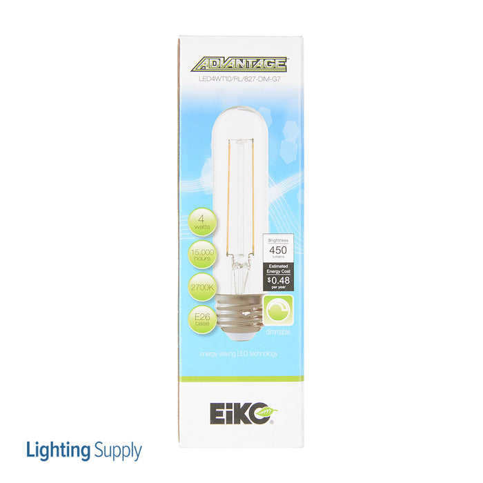EIKO LED4WT10/FIL/827-DIM-G7 LED Advantage Filament T10 320 Degree 4W 450Lm Dimmable 80 CRI 2700K E26 120V (09870)