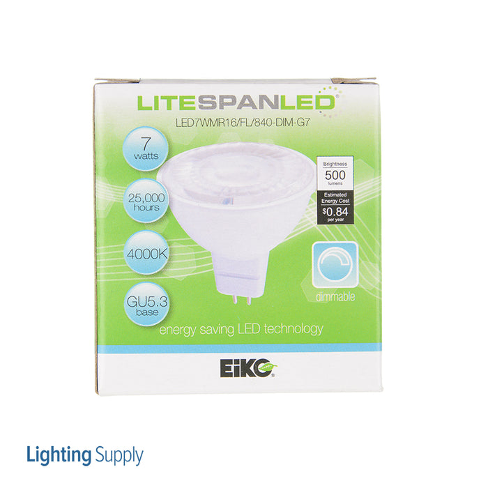 Eiko Led EIKO #09495 LED7WMR16/FL/840-DIM-G7 LED MR16 Flood 40 Degree Beam 7W ...